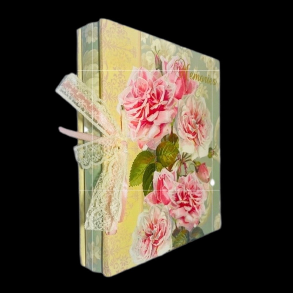 🌸 Vintage Floral Photo Album Memory Book – Victorian Roses Design, Lace Ribbon - Picture 5 of 12